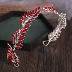 Baroque Rhinestone Colorful Leaf Crystal Headband Crown Bridal Headwear
