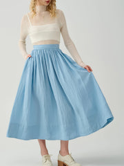 Women's Plus Solid High Rise A line Midi Skirt