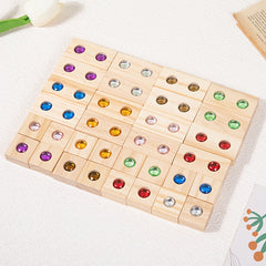 Colorful Gemstone Wooden Building Blocks Toy for Kids