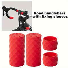 4pcs Bicycle Handlebar Cover Silicone w/ Fixing Ring Sleeves Scratch Proof