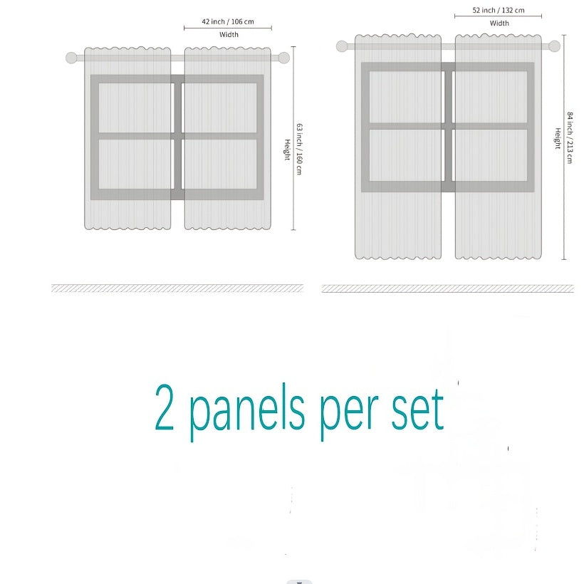 2 Panels Sheer Curtains Rod Pocket Curtain Bedroom Office Living Room Decor