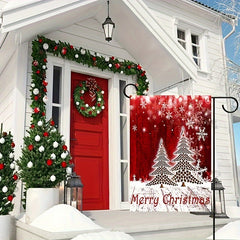 1pc Merry Christmas Garden Flag Red Christmas Tree Pattern 12in 18in