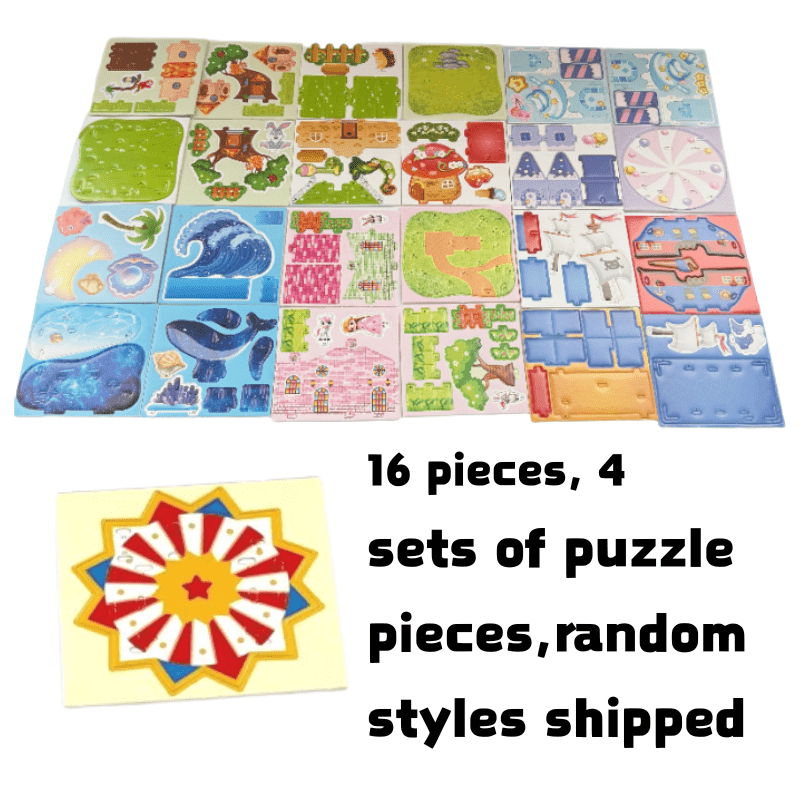 16pcs 3D Paper Puzzle Games for Kids - Educational Farm Castle Ocean Clown