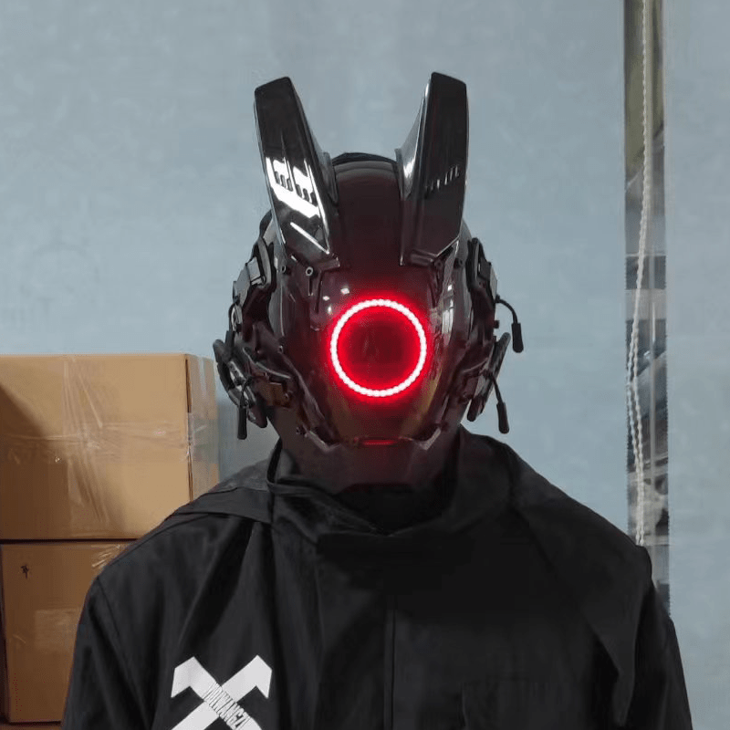 Personalised Luminous Cyberpunk Mask For Cosplay Photography Street Shooting