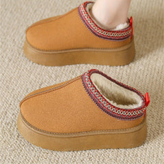 Women's Slip On Round Toe Non-slip Thick Sole Thermal Lined Shoes