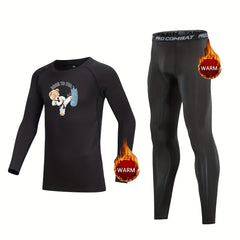 Kids Compression Fleece Sets Taekwondo Bear Crew Neck Pullover