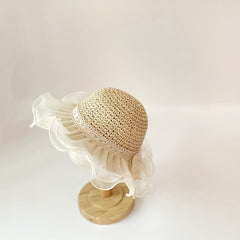 Summer Baby Hat Sunscreen Straw Hat Princess Style Hollow Breathable
