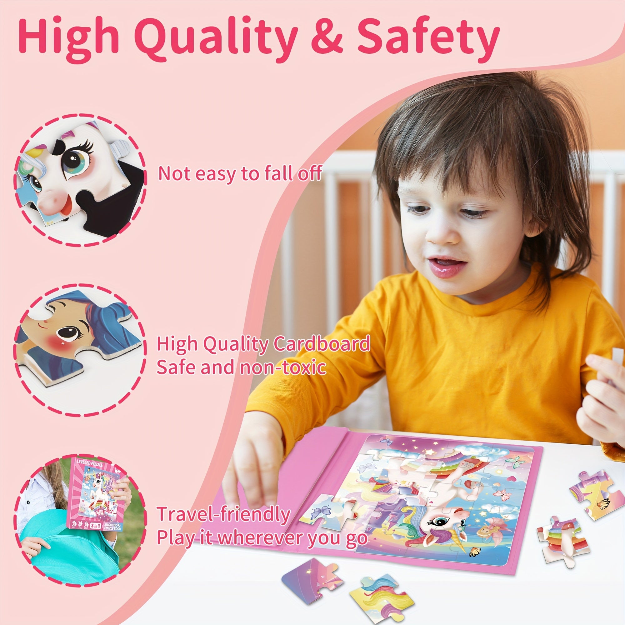 Magnetic Puzzles for Kids Toddler Book to Develop Creativity and Motor Skills