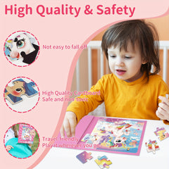 Magnetic Puzzles for Kids Toddler Book to Develop Creativity and Motor Skills