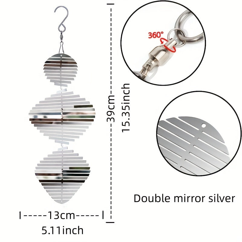 Stainless Steel 3D Petals Garden Wind Spinner Balcony Indoor Pendant