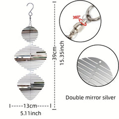 Stainless Steel 3D Petals Garden Wind Spinner Balcony Indoor Pendant