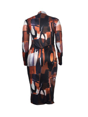 High Neck Long Sleeve Bodycon Dress
