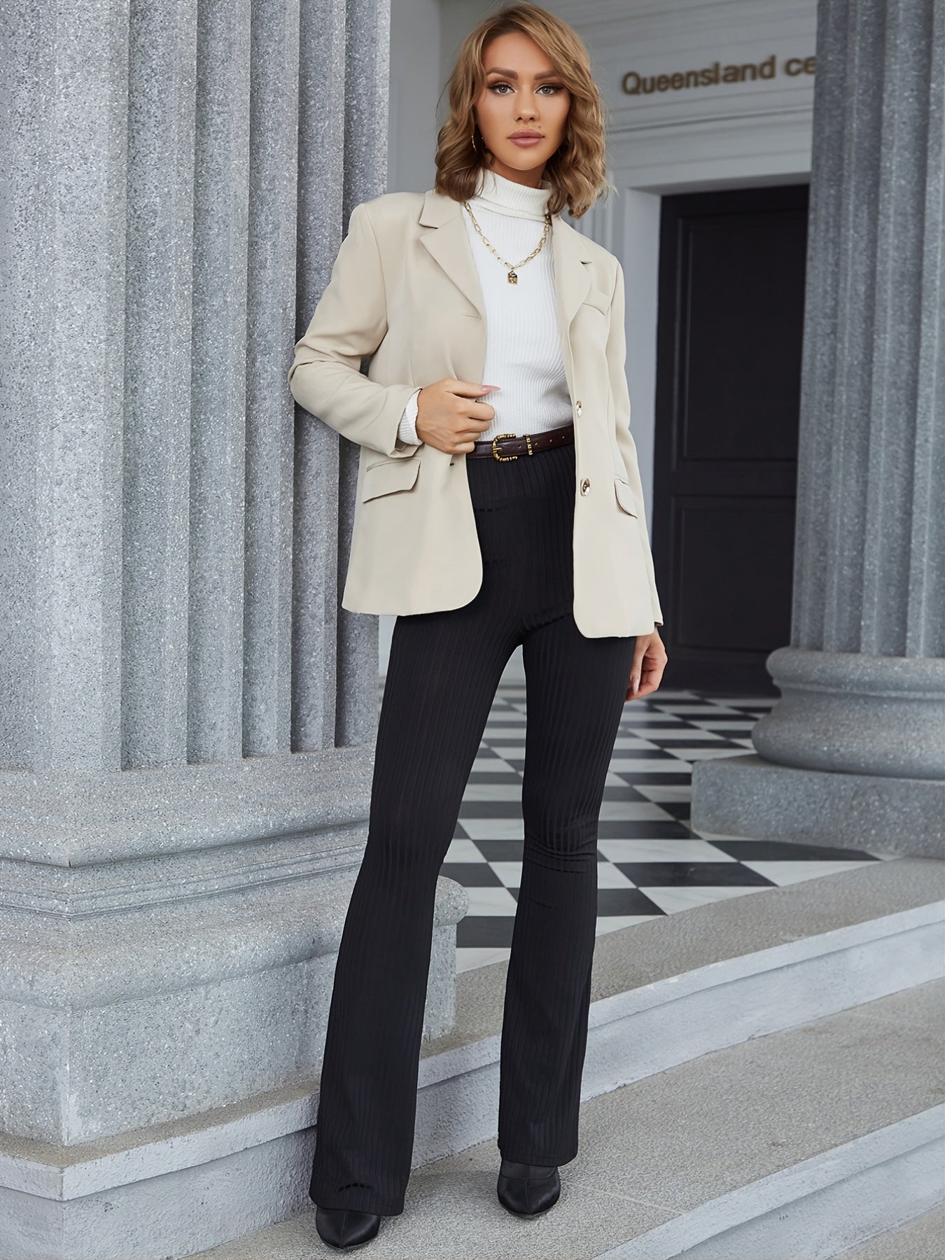 Solid Long Sleeve Blazer Open Front Lapel Blazer & Stylish Tops