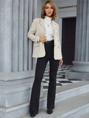 Solid Long Sleeve Blazer Open Front Lapel Blazer & Stylish Tops