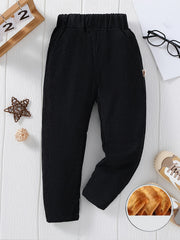Boys Fleece Warm Winter Trousers Elastic Waist Pants