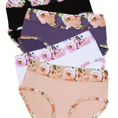 4-Pack Women's Plus Floral Print Panties Set Soft Stretchy Briefs