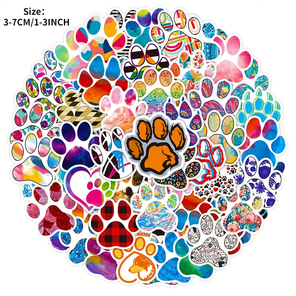 50 Animal Paw Prints Waterproof Stickers for Cars Notebooks Scooters