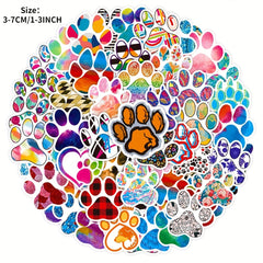 50 Animal Paw Prints Waterproof Stickers for Cars Notebooks Scooters