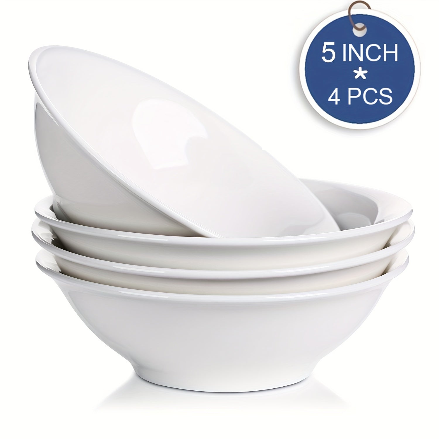 4pcs Ceramic Soup Bowls Set, Large Deep Bowls for Noodle Pho Salad