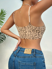 Leopard Print Wireless Bra Comfy & Breathable Stretch Intimates Bra