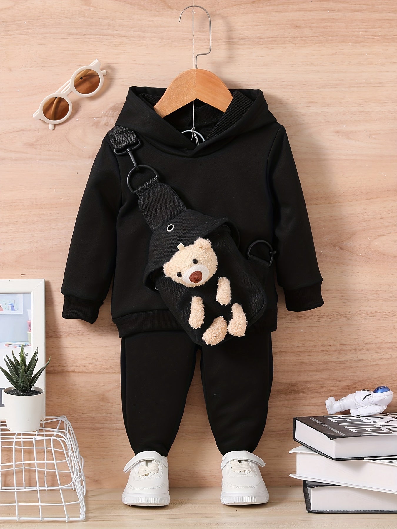 Infant Baby Casual Clothes Set Hooded Sweatshirt Trousers Bag