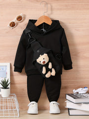 Infant Baby Casual Clothes Set Hooded Sweatshirt Trousers Bag