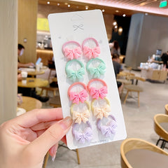 10pcs Children's Rubber Hair Band Large Hair Rope Sweet Bow Hair Ties