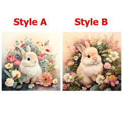 Needlework DIY Cross Stitch Kit Rabbit Among Flowers 11CT Printed On Canvas