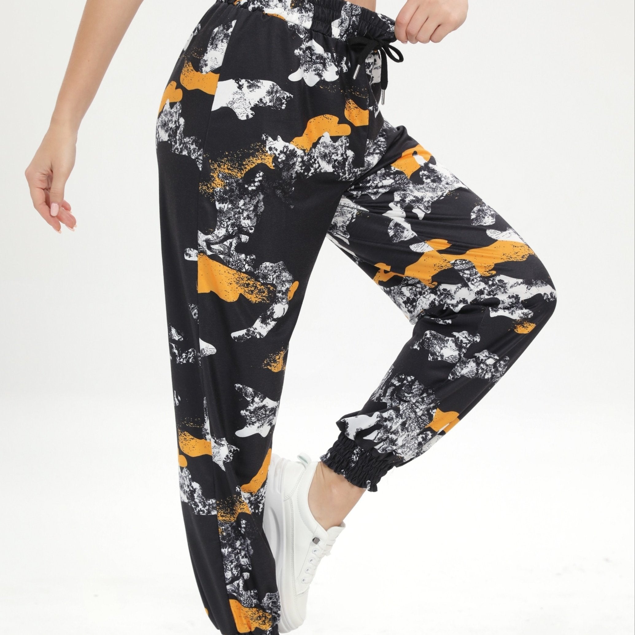 Drawstring Elastic Waist Casual Sports Pants Loose Fit Jogging Pants