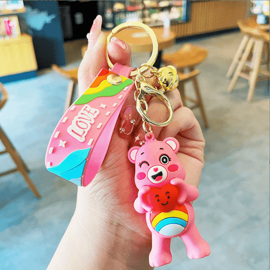 Cartoon Bear Bracelet Keychain Doll Purse Bag Car Key Charm Accessory