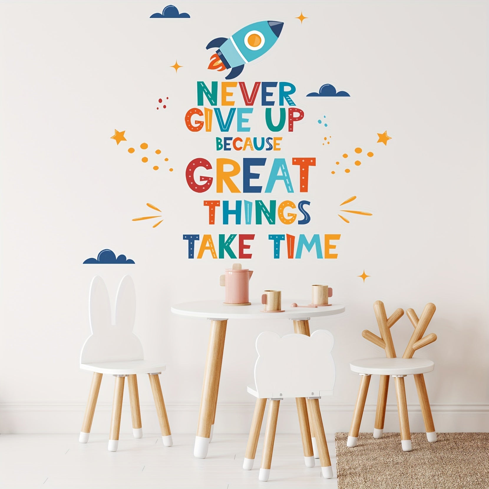 Motivational Wall Decal - Never Give Up, Great Things Take Time
