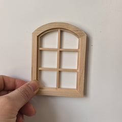 Mini Arch Top Round Head Window 6 Grids Dollhouse Fairy House Decoration