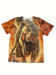 3D Wild Dinosaur Pattern T-shirt For Kids Short Sleeve Top