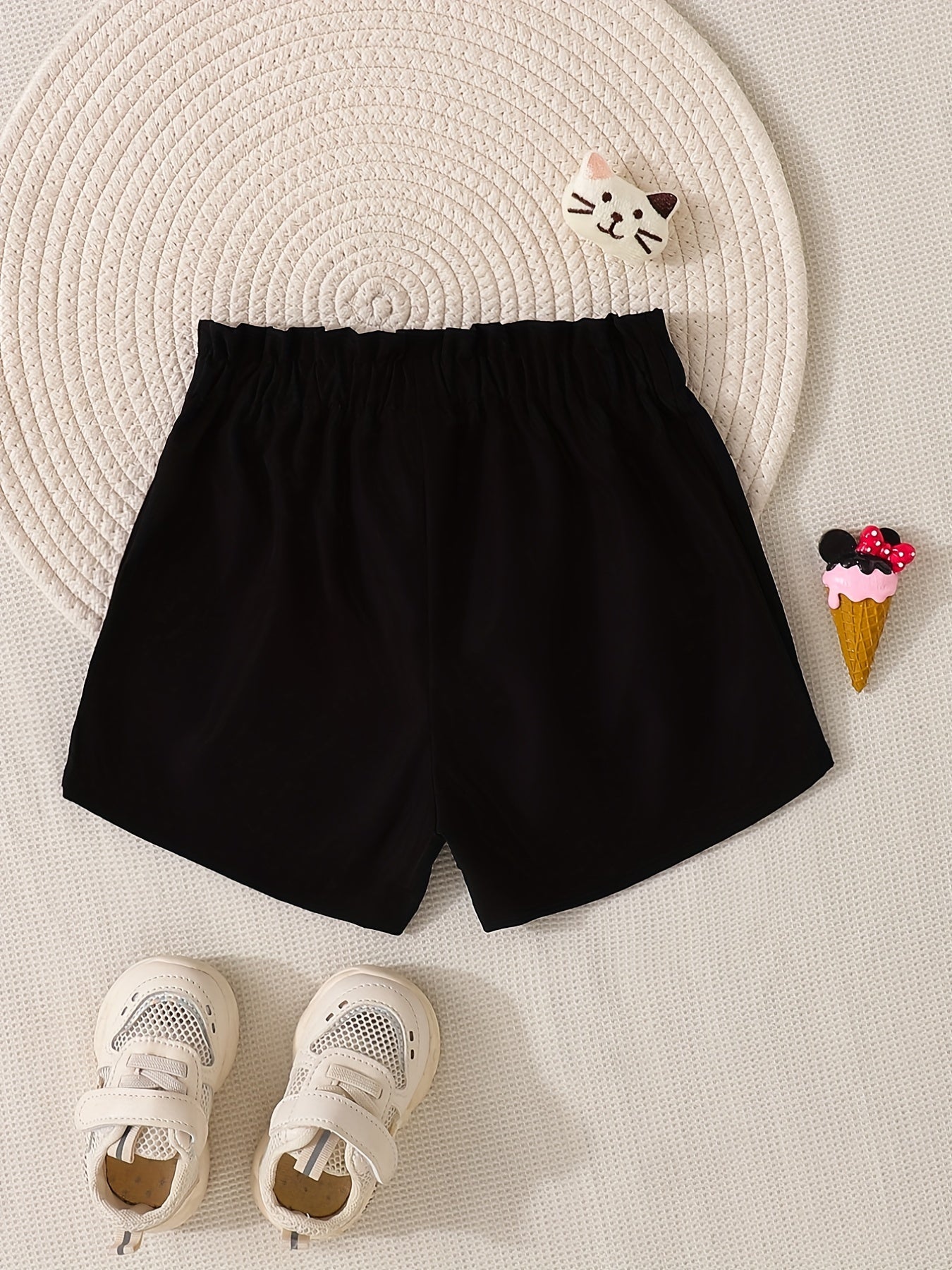 Toddler Girls Ice Cream Cat Graphic Elastic Waist Casual Sports Track Shorts