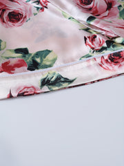 Satin Rose Print Nightshirt with Pocket