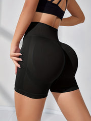 4pcs Seamless Sports Yoga Biker Shorts Wide Waistband Solid