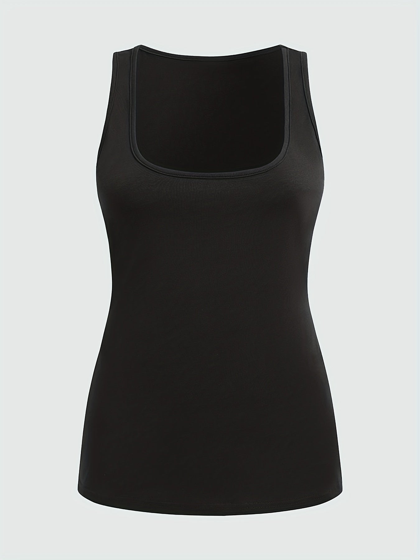 Solid Square Neck Tank Top Summer Women's Clothing
