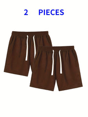 2pcs Men's Drawstring Summer Shorts