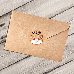 Cat Cartoon Thank You Stickers 500 Sheets 8 Patterns