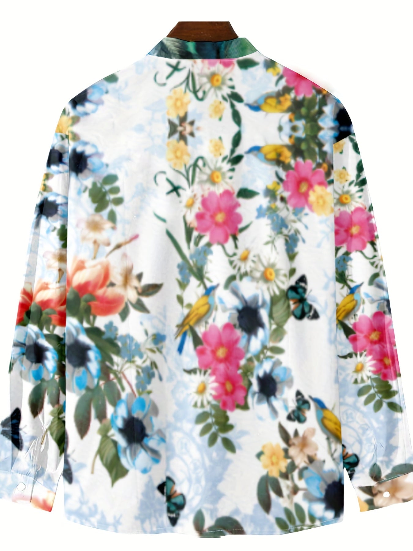 Flower 3D Pattern Print Men's Casual Long Sleeve Shirt