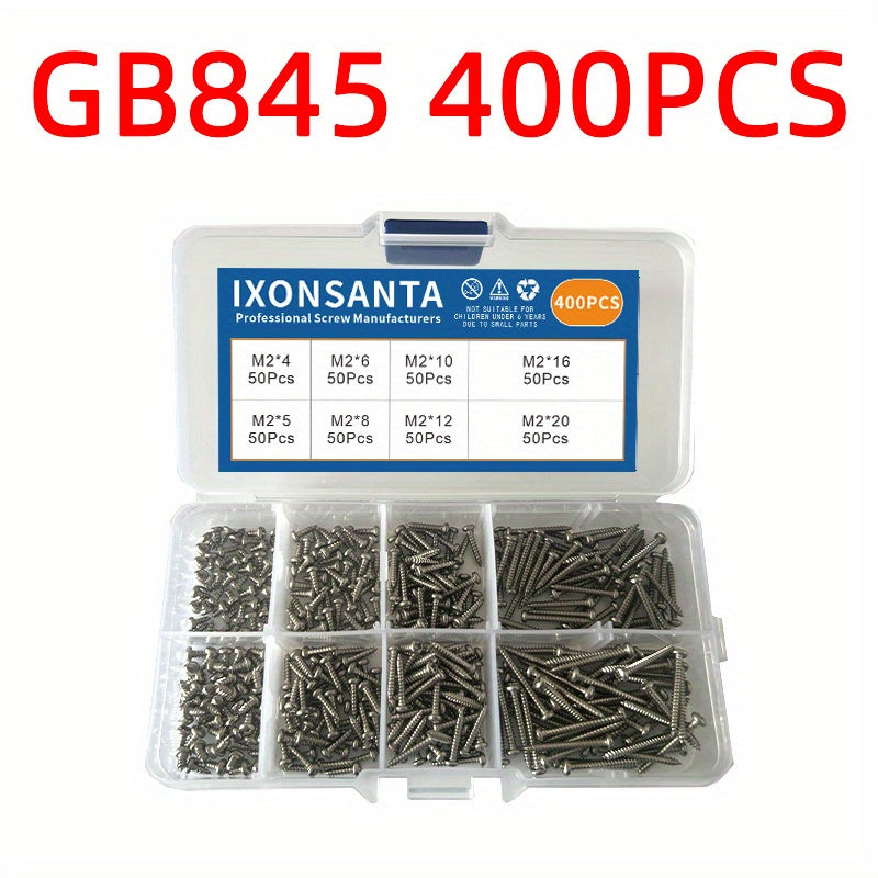 400 Sets 304 Stainless Steel Self-tapping Screws Woodworking