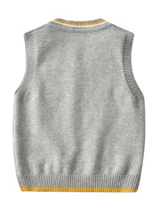 Kids College Style Sweater Vest Knitted Pullover