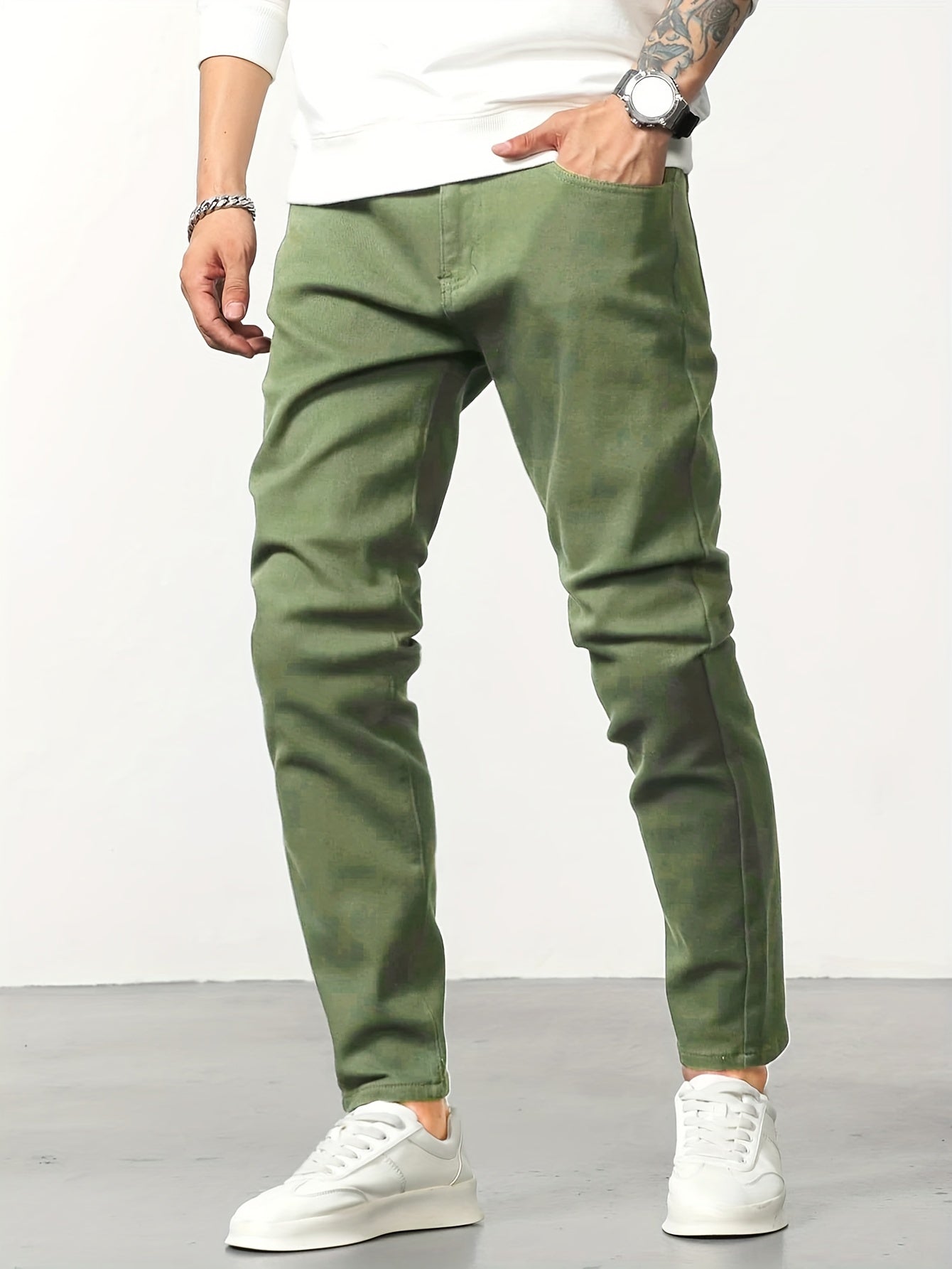 Mens Straight Leg Jeans Street Style Denim Pants