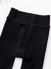 Girls Soft Fleece Leggings Footless Tights Number Print Striped Pants