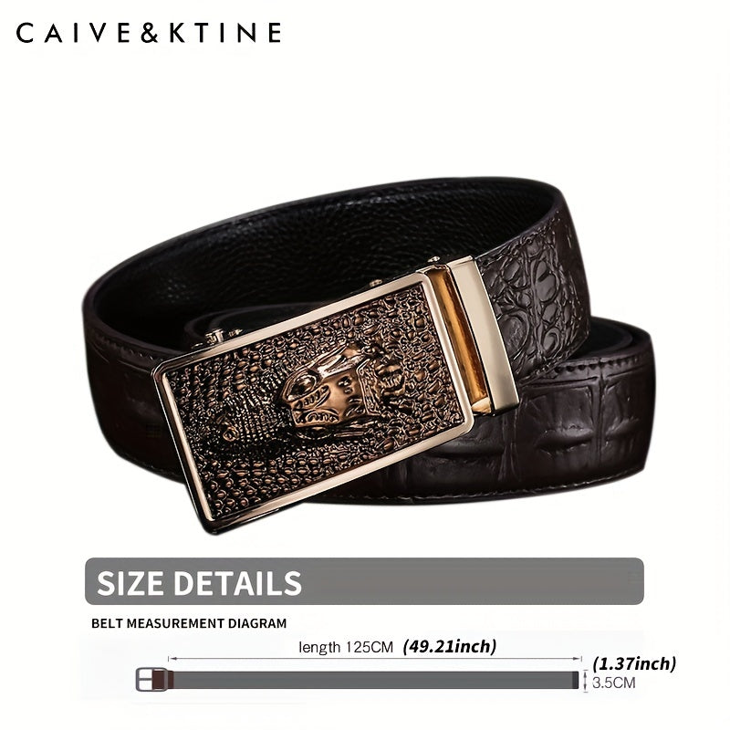 Crocodile Pattern Leather Belt Men's Cowhide Automatic Buckle