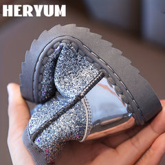 HERYUM Sequin Snow Boots For Girls Soft Warm Plus Fleece Boots Outdoor