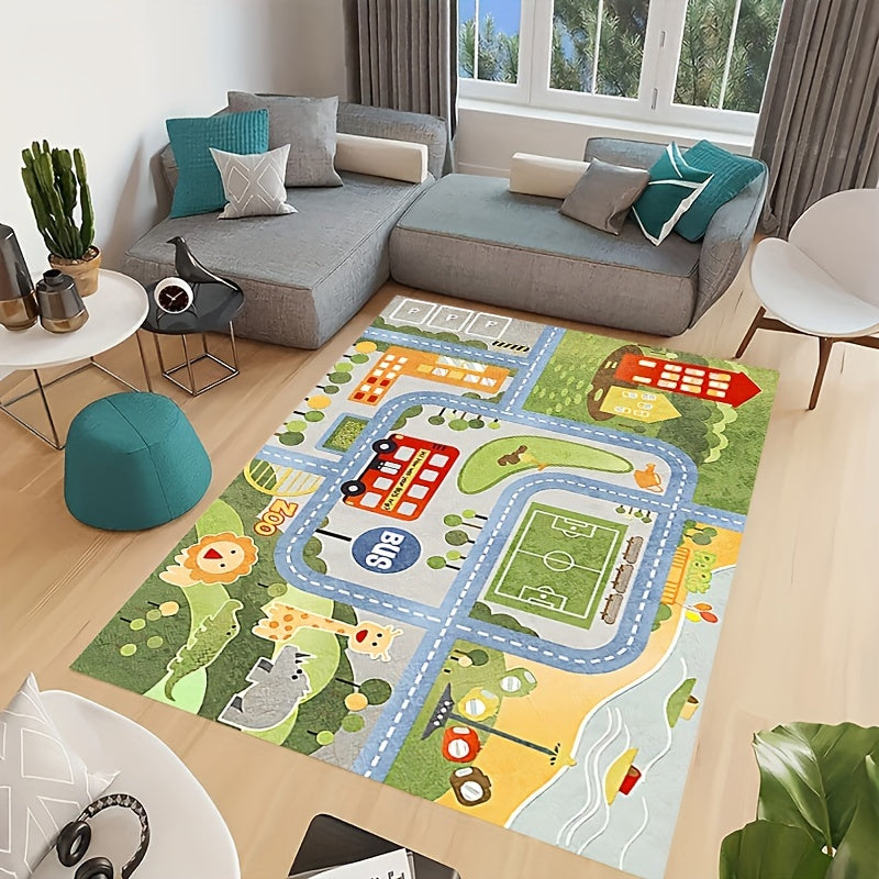 Kids Car Rug Playmat Educational Traffic Carpet Play Rug 100x37in