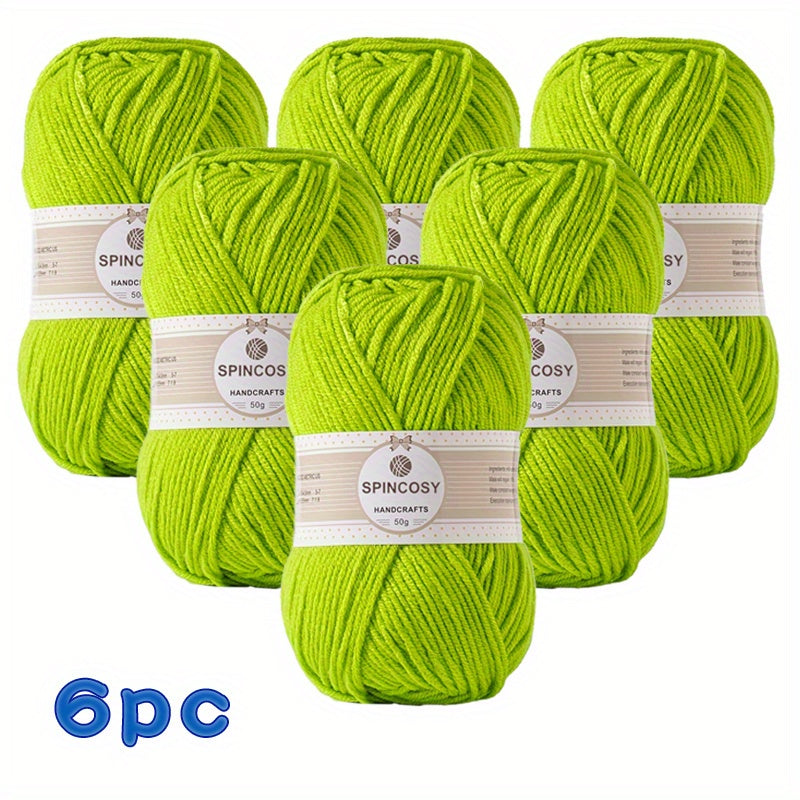6 Solid Acrylic Yarn 4 ply Strands for Knitting & Crocheting Blanket Sweater Hat