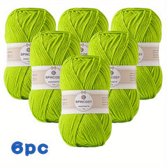 6 Solid Acrylic Yarn 4 ply Strands for Knitting & Crocheting Blanket Sweater Hat