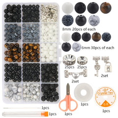 Natural Stone Beads Kit Couples Distance Bracelet Elastic Cord Magnet Clasps Box